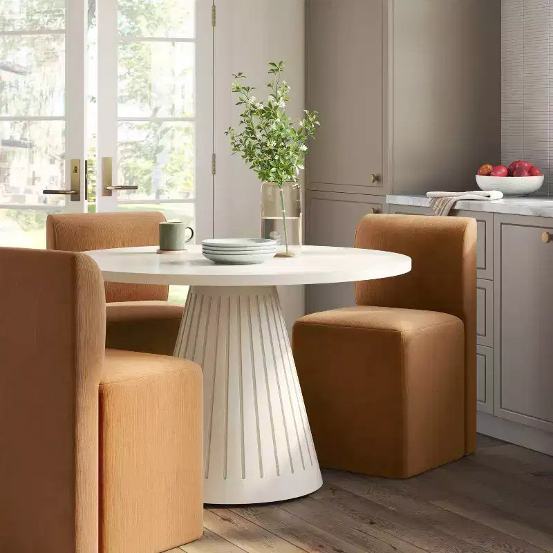 Sedia da pranzo imbottita senza braccioli – Struttura in legno di gomma, misto lino-poliestere