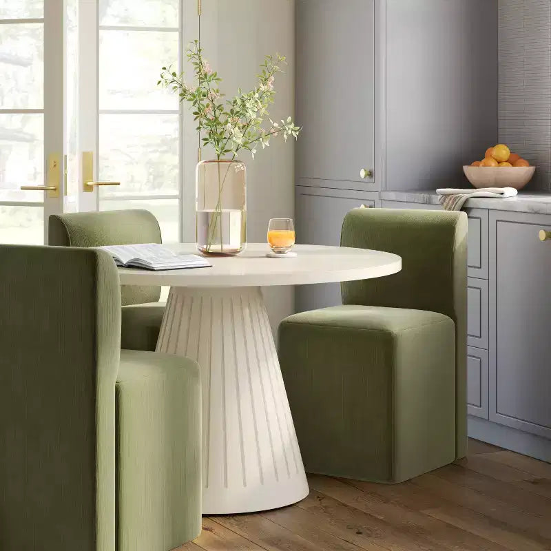 Sedia da pranzo imbottita senza braccioli – Struttura in legno di gomma, misto lino-poliestere