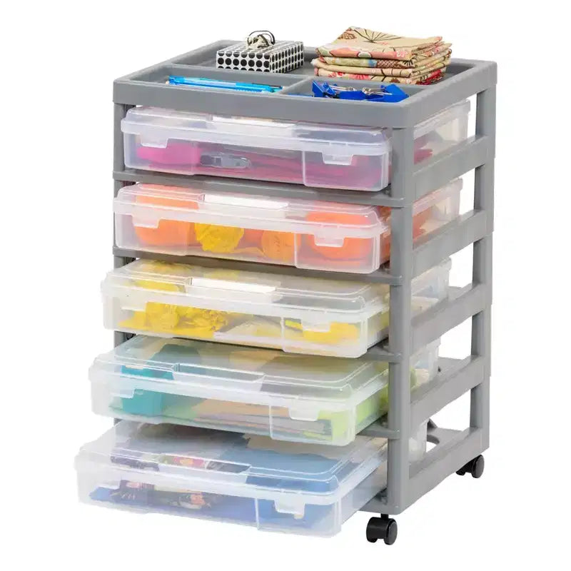 Carrello portatutto a 5 cassetti con ripiano organizer – Plastica, rotelle, per lavori manuali e scrapbooking