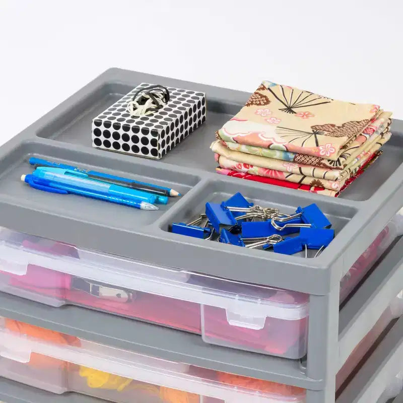 Carrello portatutto a 5 cassetti con ripiano organizer – Plastica, rotelle, per lavori manuali e scrapbooking