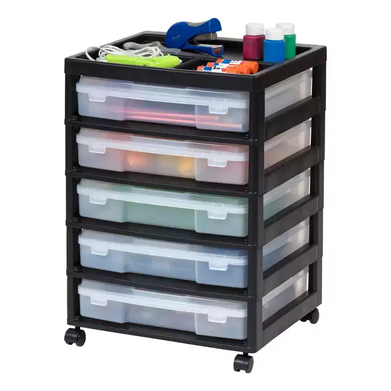 Carrello portatutto a 5 cassetti con ripiano organizer – Plastica, rotelle, per lavori manuali e scrapbooking