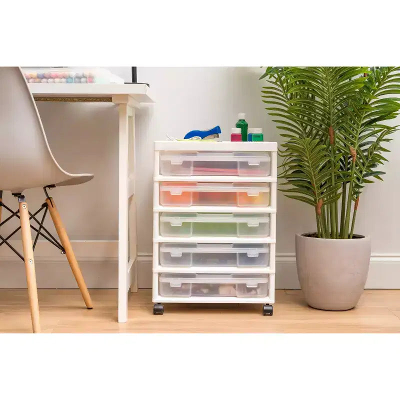 Carrello portatutto a 5 cassetti con ripiano organizer – Plastica, rotelle, per lavori manuali e scrapbooking