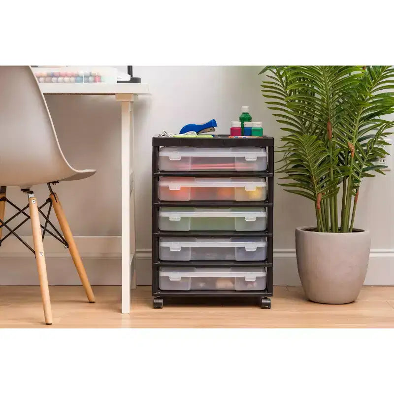 Carrello portatutto a 5 cassetti con ripiano organizer – Plastica, rotelle, per lavori manuali e scrapbooking