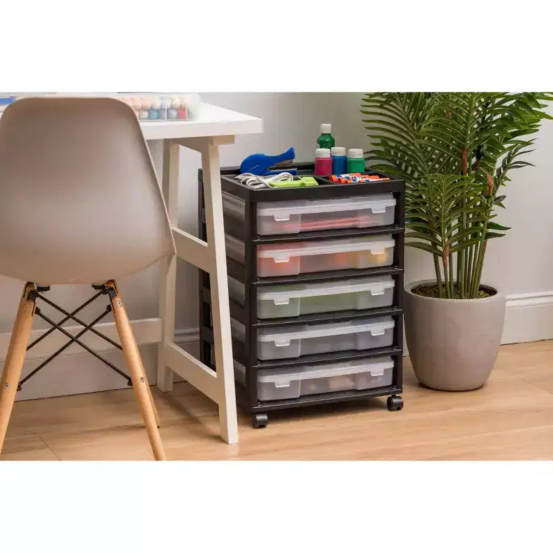 Carrello portatutto a 5 cassetti con ripiano organizer – Plastica, rotelle, per lavori manuali e scrapbooking