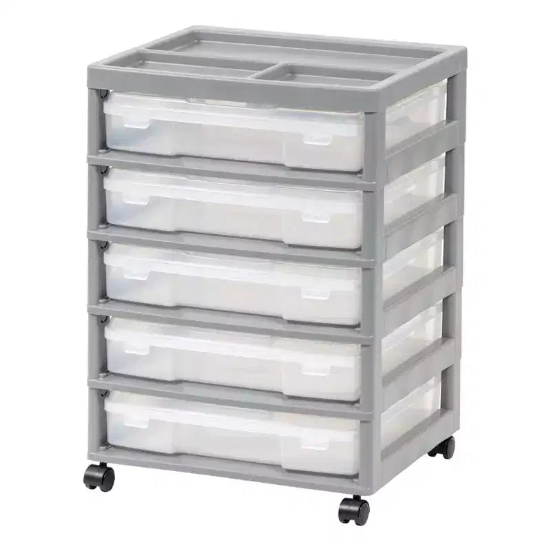 Carrello portatutto a 5 cassetti con ripiano organizer – Plastica, rotelle, per lavori manuali e scrapbooking