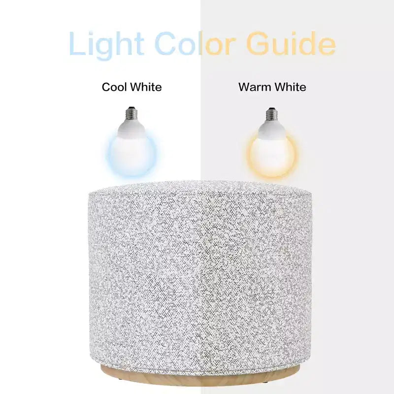 Pouf Cloud con Base in Legno Naturale – Rotondo, Rivestito, Capacità 113 kg