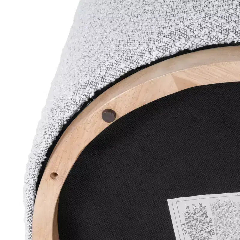 Pouf Cloud con Base in Legno Naturale – Rotondo, Rivestito, Capacità 113 kg