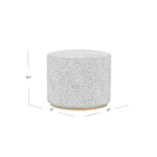 Pouf Cloud con Base in Legno Naturale – Rotondo, Rivestito, Capacità 113 kg