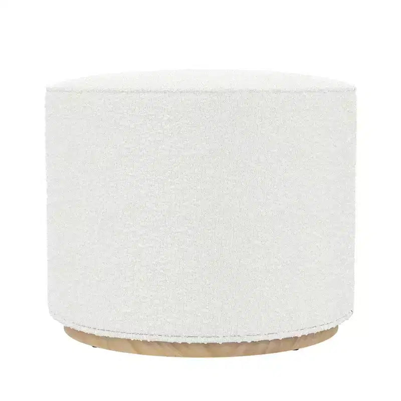 Pouf Cloud con Base in Legno Naturale – Rotondo, Rivestito, Capacità 113 kg