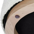 Pouf Cloud con Base in Legno Naturale – Rotondo, Rivestito, Capacità 113 kg