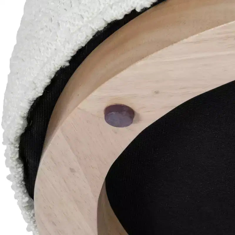 Pouf Cloud con Base in Legno Naturale – Rotondo, Rivestito, Capacità 113 kg