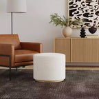 Pouf Cloud con Base in Legno Naturale – Rotondo, Rivestito, Capacità 113 kg