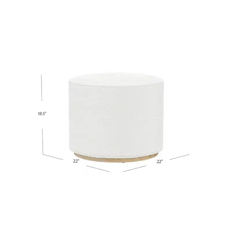 Pouf Cloud con Base in Legno Naturale – Rotondo, Rivestito, Capacità 113 kg