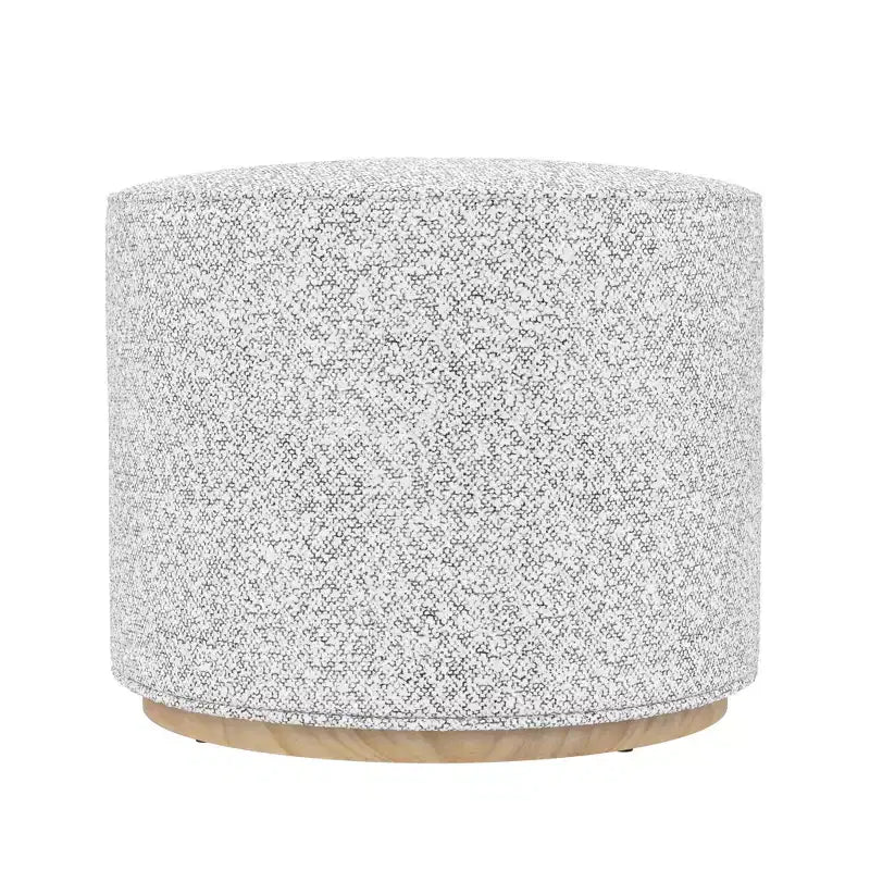 Pouf Cloud con Base in Legno Naturale – Rotondo, Rivestito, Capacità 113 kg