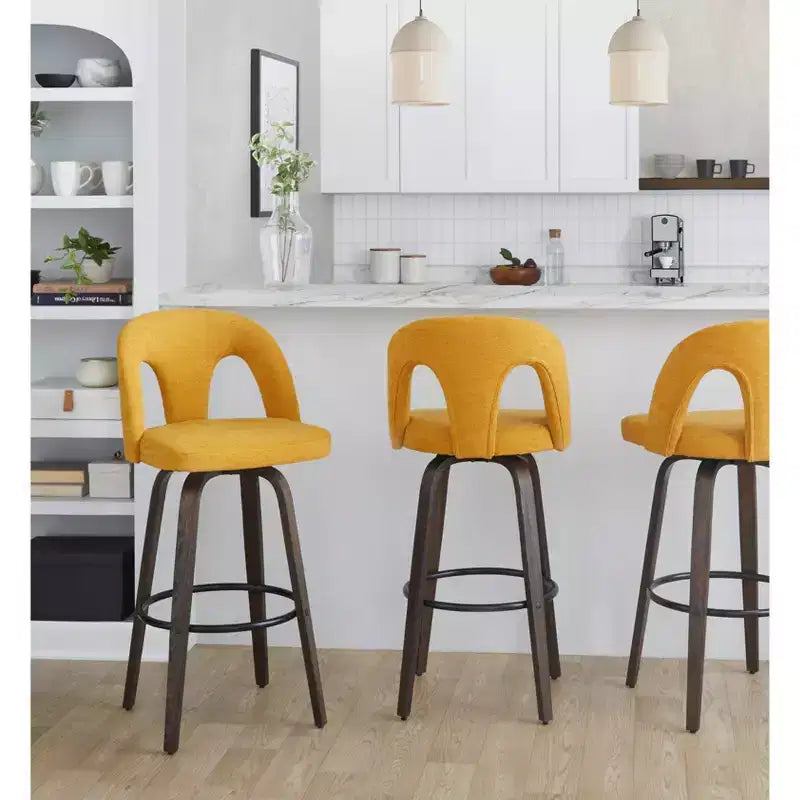 Set di 2 sgabelli da bar girevoli – Schienale medio imbottito, struttura in legno, altezza seduta 76 cm
