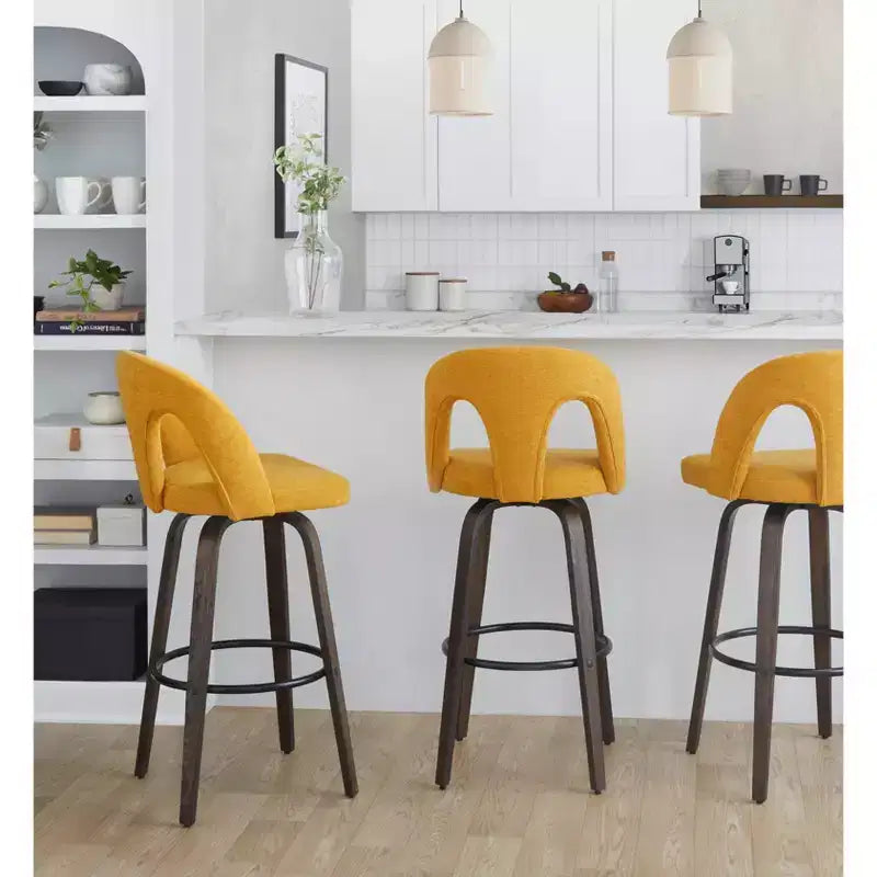 Set di 2 sgabelli da bar girevoli – Schienale medio imbottito, struttura in legno, altezza seduta 76 cm