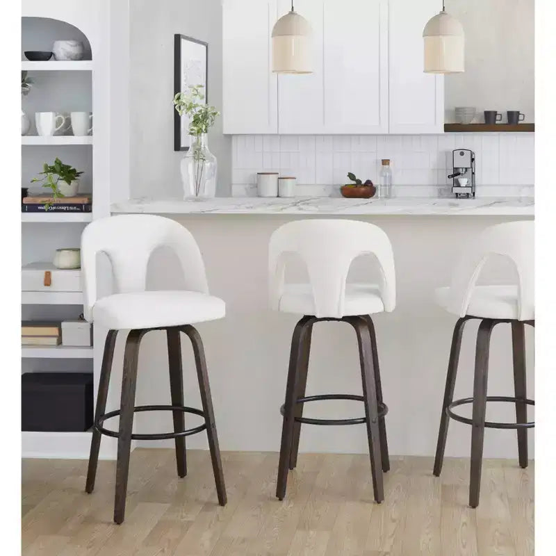 Set di 2 sgabelli da bar girevoli – Schienale medio imbottito, struttura in legno, altezza seduta 76 cm