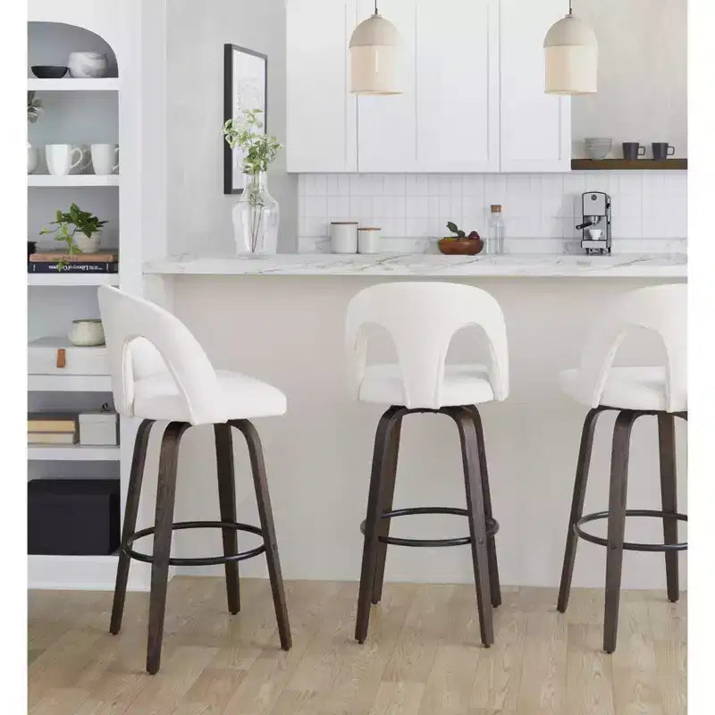 Set di 2 sgabelli da bar girevoli – Schienale medio imbottito, struttura in legno, altezza seduta 76 cm
