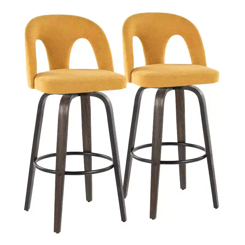 Set di 2 sgabelli da bar girevoli – Schienale medio imbottito, struttura in legno, altezza seduta 76 cm